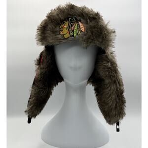 Chicago Blackhawks Bud light Game Giveaway Trapper Hat, Red Plaid, Fuzzy NEW